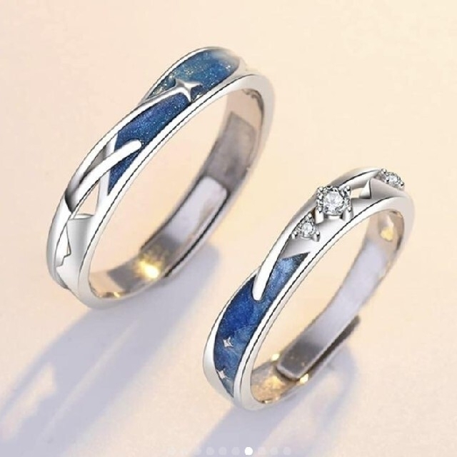 新品✨ペアリング✨結婚指輪　レディース　メンズ　カップル　青空　フリーサイズ レディースのアクセサリー(リング(指輪))の商品写真