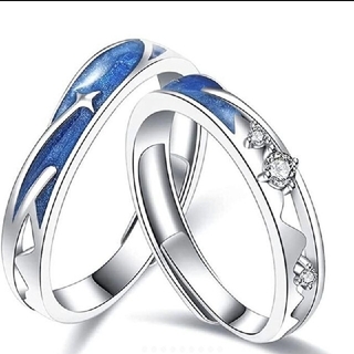 新品✨ペアリング✨結婚指輪　レディース　メンズ　カップル　青空　フリーサイズ(リング(指輪))