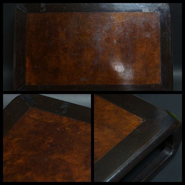 茶道具 古唐木縞黒檀製高足花台 天板花梨玉杢 瘤杢盆栽台 香炉台高さ