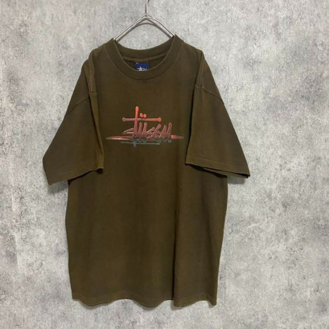 STUSSY(ステューシー)の90S old stussy tシャツ シングルステッチ　ブラウン　メンズ　F2 メンズのトップス(Tシャツ/カットソー(半袖/袖なし))の商品写真