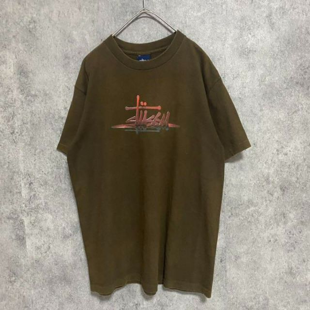 STUSSY(ステューシー)の90S old stussy tシャツ シングルステッチ　ブラウン　メンズ　F2 メンズのトップス(Tシャツ/カットソー(半袖/袖なし))の商品写真