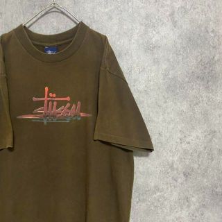 ステューシー(STUSSY)の90S old stussy tシャツ シングルステッチ　ブラウン　メンズ　F2(Tシャツ/カットソー(半袖/袖なし))