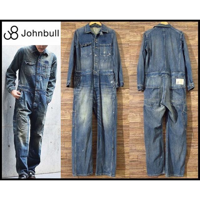 JOHNBULL(ジョンブル)の美品 ジョンブル 11409 USED ペンキ 加工 デニム オールインワン M メンズのパンツ(サロペット/オーバーオール)の商品写真