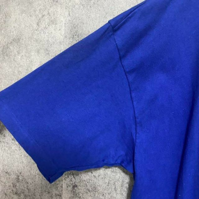 FRED PERRY(フレッドペリー)の90s フレッドペリー　tシャツ シングルステッチ　半袖　青　刺繍　古着　F2 メンズのトップス(Tシャツ/カットソー(半袖/袖なし))の商品写真