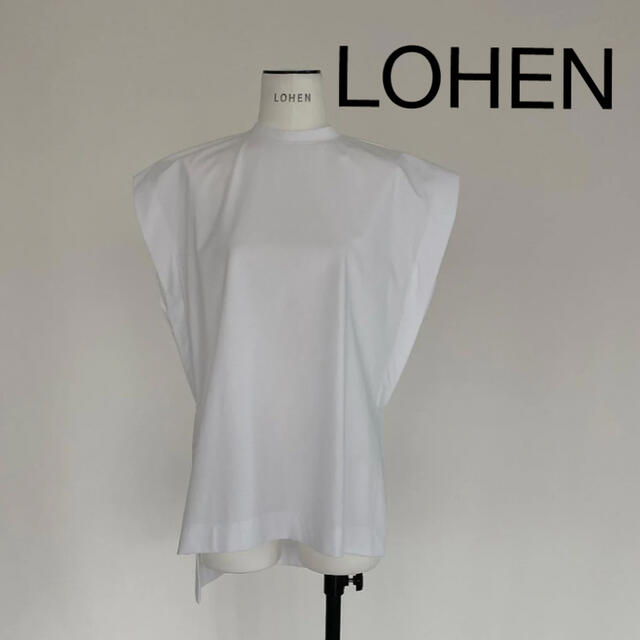 LOHEN サイドスリットクルーネックカットソー　白