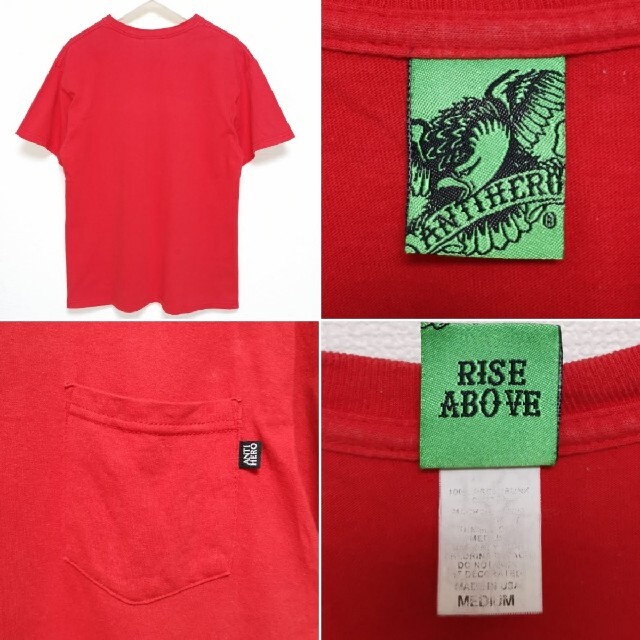 ANTIHERO(アンチヒーロー)のM 00s アンタイヒーロー ANTIHERO Tシャツ ポケT 赤 USA製 スポーツ/アウトドアのスポーツ/アウトドア その他(スケートボード)の商品写真