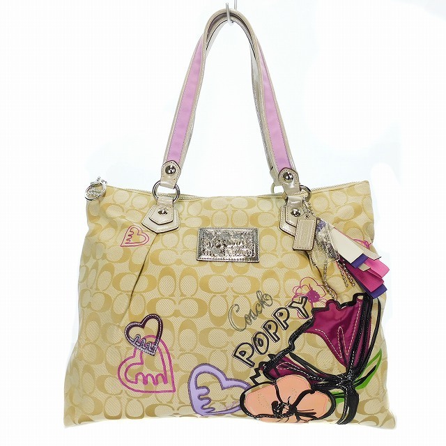 【美品】コーチ　ポピー　シグネチャー　トートバックcoach