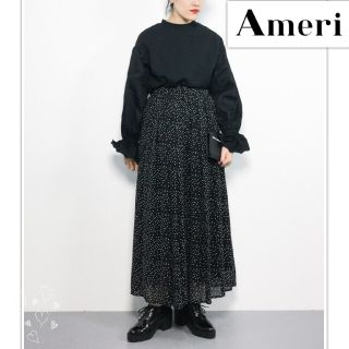 アメリヴィンテージ(Ameri VINTAGE)のAMERI アメリ ドット ワイドパンツ シフォン ブラック 黒(その他)