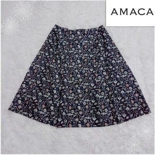 アマカ(AMACA)のAMACA アマカ フローラル ボタニカル フラワー 花柄 スカート 36(ひざ丈スカート)