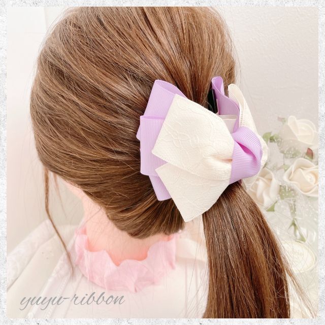 ハンドメイド♡♡ファーバンスクリップ♡Fancyピンクギンガム+