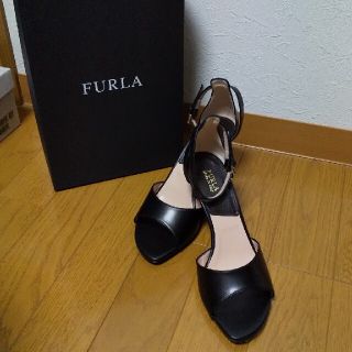 フルラ(Furla)の【未使用】FURLA  ブラック ウェッジサンダル(サンダル)