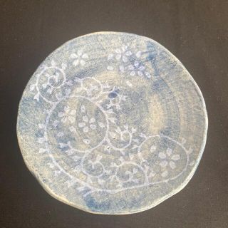 ハンドメイド　小皿　さくら唐草　陶器(食器)