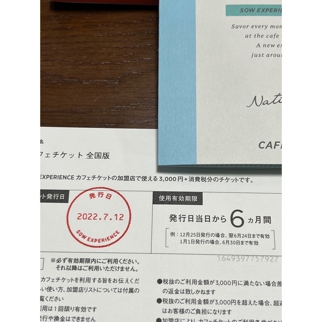 カフェチケット 全国版 SOW EXPERIENCE ソウエクスペリエンス チケットの施設利用券(その他)の商品写真