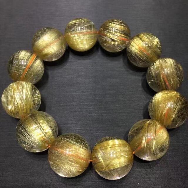 特別価格 ⭐︎【天然】ゴールド ルチル クオーツ ブレスレット 19.5mm