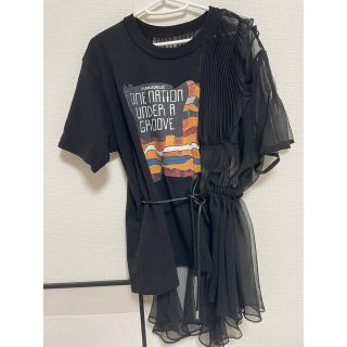 サカイ(sacai)のsacai×FUNKADELIC シフォンドッキング アシンメトリープルオーバー(カットソー(半袖/袖なし))