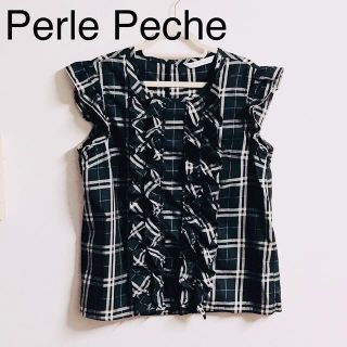 ペルルペッシュ(Perle Peche)のペルルペッシュ  チェック フリル ノースリーブ カットソー ブラウス(シャツ/ブラウス(半袖/袖なし))