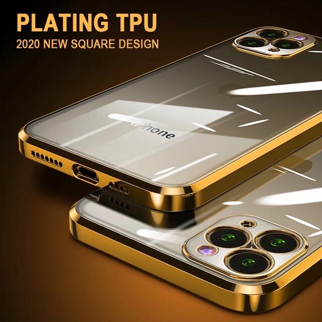 最新ケース⭐️iPhone14対応⭐️シンプルケース TPUクリア×メタリック-