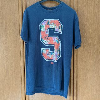 ステューシー(STUSSY)のSTUSSY　半袖Tシャツ　Mサイズ　ネイビー　花柄　80(Tシャツ/カットソー(半袖/袖なし))