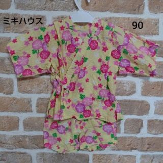 ミキハウス(mikihouse)のミキハウス MIKI HOUSE 黄色 朝顔 甚平 浴衣 90㎝(甚平/浴衣)