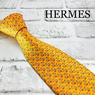 エルメス(Hermes)のエルメス HERMES 5564 MA ネクタイ アニマル 絹100% オレンジ(ネクタイ)