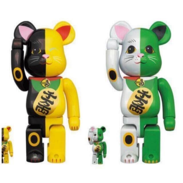 おすすめ】 TOY MEDICOM - セット 400% & 100% 白×緑 黒×黄 招き猫