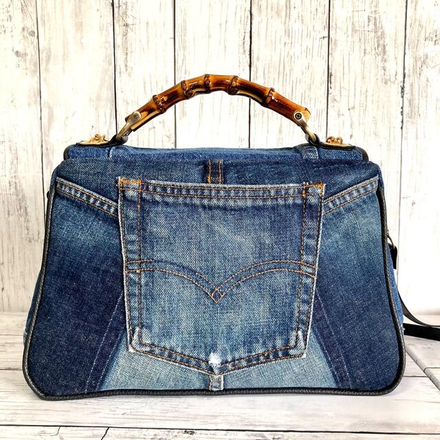 ハンドメイド3way Bamboo denim flap bag