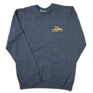 パタゴニア(patagonia)のPATAGONIA パタゴニア 2015年製 M's Flying Fish Midweight Crew Sweatshirt フライングフィッシュ スウェットプルオーバー 39404 S Navy Blue トレーナー オーガニックコットン クルーネック トップス【新古品】【中古】【PATAGONIA】(スウェット)