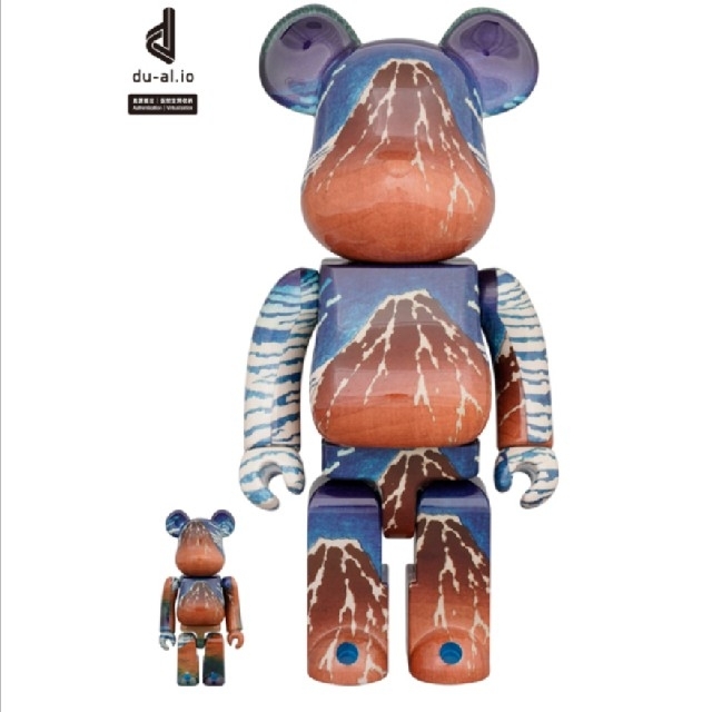 BE@RBRICK 葛飾北斎「冨嶽三十六景 凱風快晴」100％ & 400％