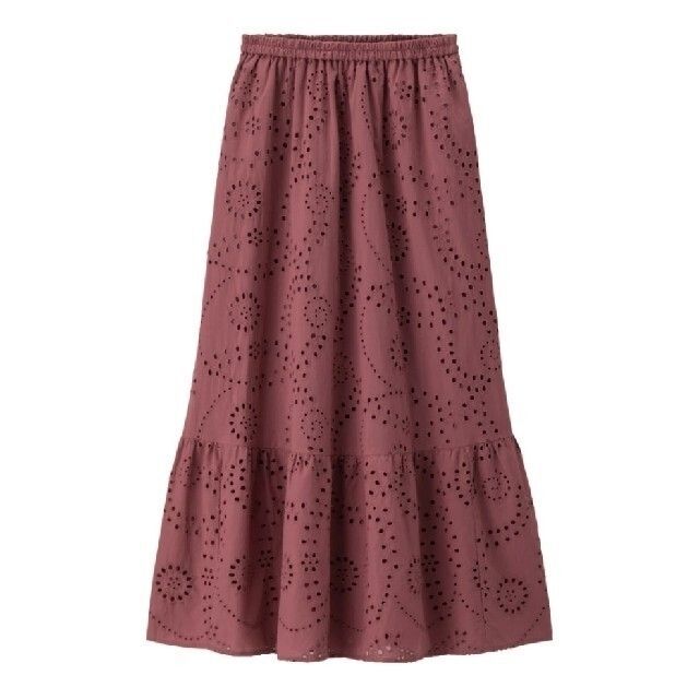 GU(ジーユー)の新品 未使用 GU コットンレースティアードロングスカート XL ピンク レディースのスカート(ロングスカート)の商品写真
