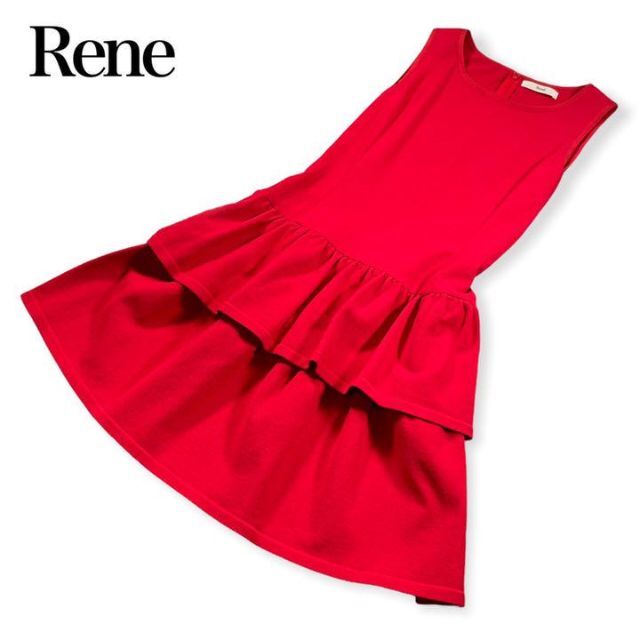 René(ルネ)の【美品】Rene★ルネ★ティアードスカートノースリーブニットワンピース レディースのワンピース(ひざ丈ワンピース)の商品写真