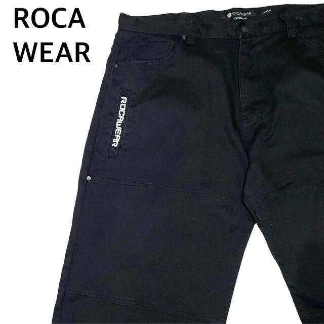 ROCAWEAR ロカウェア W44 極太 ダブルニー ワイドパンツ ブラック | フリマアプリ ラクマ