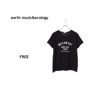 アースミュージックアンドエコロジー(earth music & ecology)のearth 【ドルマンメッセージプリントTシャツ　FREE ネイビー】ロゴ　(Tシャツ(半袖/袖なし))