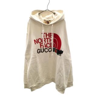 グッチ(Gucci)のGUCCI グッチ 21SS ×THE NORTH FACE ザノースフェイス フロントロゴプリント プルオーバーパーカー ホワイト 615061(パーカー)