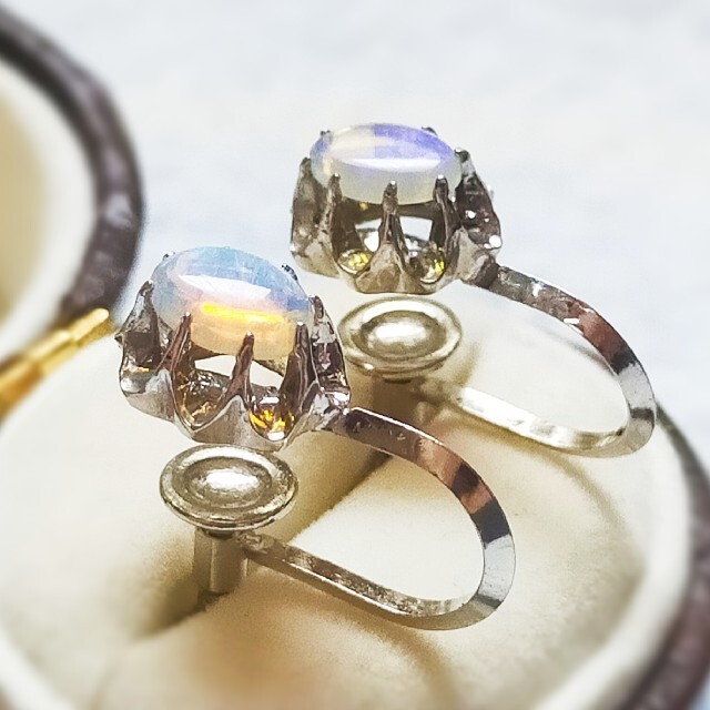 SILVER  ウォーターオパールの菊爪イヤリング レディースのアクセサリー(イヤリング)の商品写真