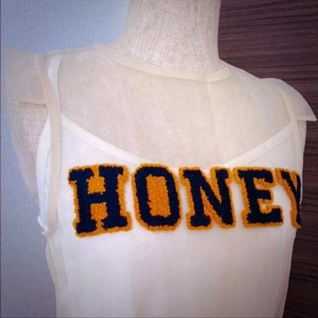 Honey mi Honey(ハニーミーハニー)のHoney mi Honey オーガンジー　刺繍入り　ワンピース　ベージュ レディースのワンピース(ひざ丈ワンピース)の商品写真