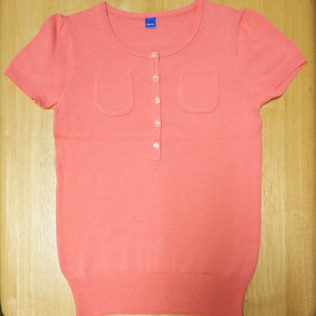FELISSIMO(フェリシモ)のニット　トップス　胸ポケット　パフ袖　ピンク レディースのトップス(カットソー(半袖/袖なし))の商品写真