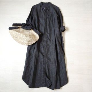 極美品✨【NOLLEY'S】リネン100♡定番♡ロングシャツワンピース　黒　1