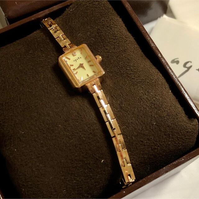 ◆美品◆アガット agete スクエアフェイスジュエリーウォッチ ダイヤゴールド