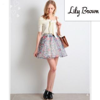 リリーブラウン(Lily Brown)のLily Brown リリーブラウン フラワーオーガンジー フレアスカパン 花柄(ショートパンツ)