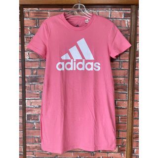 アディダス(adidas)のadidas アディダス 半袖Tシャツ 膝丈 ワンピース ピンク M (ひざ丈ワンピース)