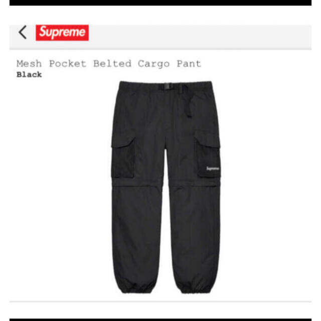 パンツSupreme Mesh Pocket Belted Cargo Pant 黒s