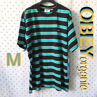 OBEYオベイ US限定オーガニックコットンボーダー Tシャツ Ｍ