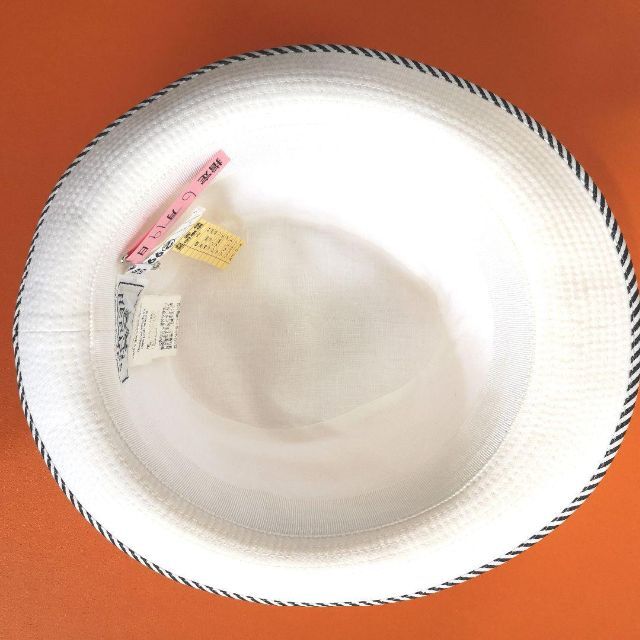 HERMES エルメス ハット 帽子 ストライプ ホワイト×ネイビー 【爆売り