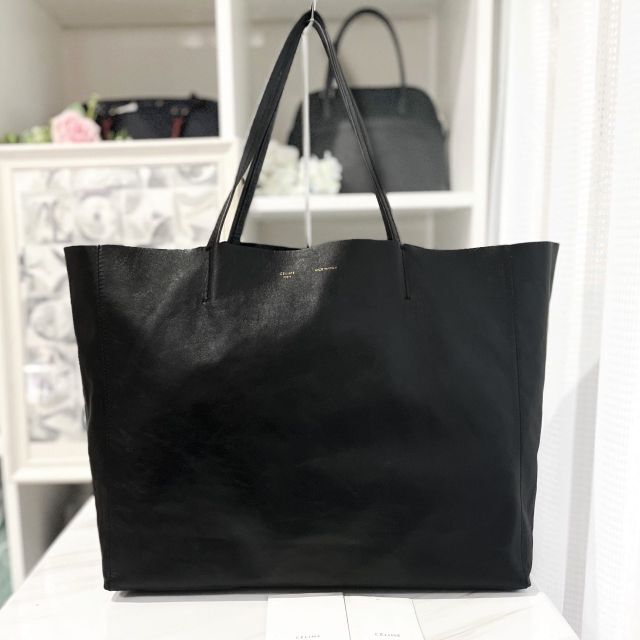 celine(セリーヌ)のセリーヌ　トートバッグ　黒　レザー　ホリゾンタルカバ　美品★ レディースのバッグ(トートバッグ)の商品写真