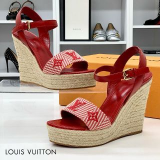 ルイヴィトン(LOUIS VUITTON)の3287 ヴィトン セイルアウェイライン キャンバス サンダル レッド(サンダル)