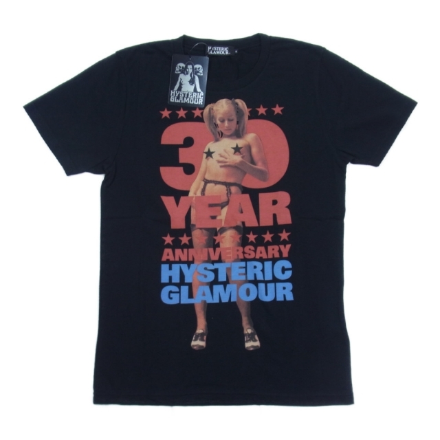 HYSTERIC GLAMOUR ヒステリックグラマー Ｔシャツ 0243CT20 30周年 30th ANNIVERSARY プリント ブラック系 S【新古品】【未使用】