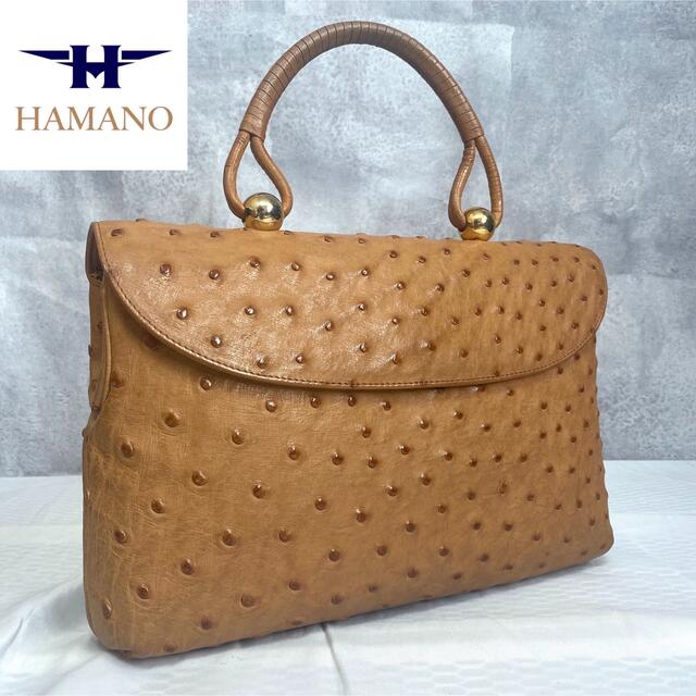 濱野皮革工藝/HAMANO(ハマノヒカクコウゲイ)の【極美品】HAMANO ロイヤルモデル フォーマル オーストリッチ ハンドバッグ レディースのバッグ(ハンドバッグ)の商品写真