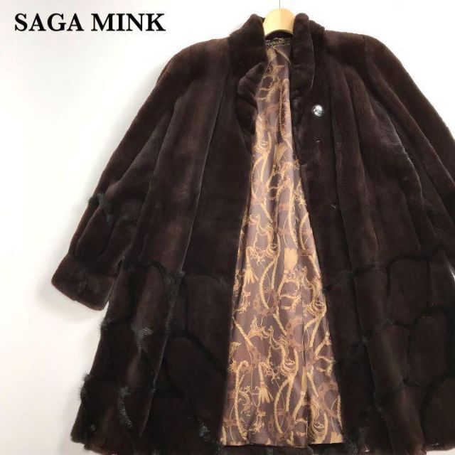 SAGA MINK【極美品】ケープ ポンチョ 大きいサイズF サガミンク 黒色