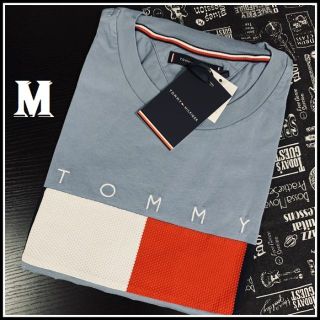 トミーヒルフィガー(TOMMY HILFIGER)のフラッグロゴがモチーフのカラーブロック　ブルーM TOMMY HILFIGER(Tシャツ/カットソー(半袖/袖なし))