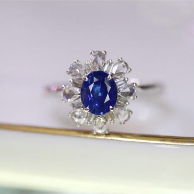 天然 ロイヤルブルーサファイア ダイヤ リング1.05ct k18 f www